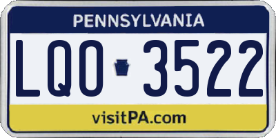 PA license plate LQO3522