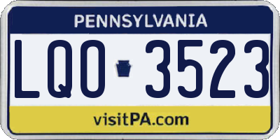 PA license plate LQO3523