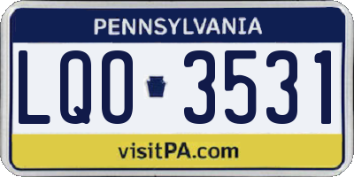 PA license plate LQO3531