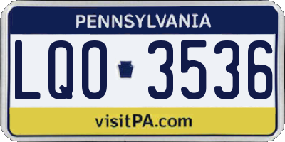 PA license plate LQO3536