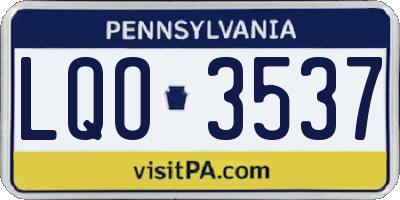 PA license plate LQO3537