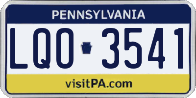 PA license plate LQO3541