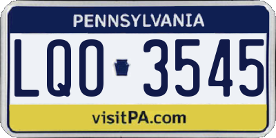 PA license plate LQO3545