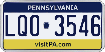 PA license plate LQO3546
