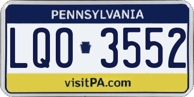 PA license plate LQO3552