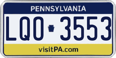 PA license plate LQO3553