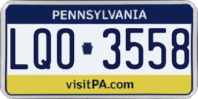 PA license plate LQO3558