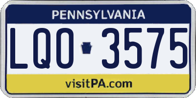 PA license plate LQO3575