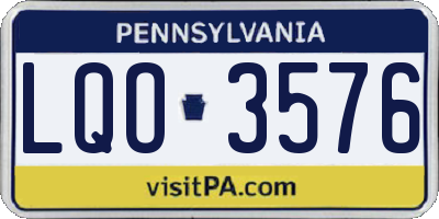 PA license plate LQO3576