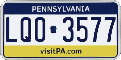 PA license plate LQO3577