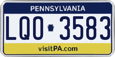 PA license plate LQO3583