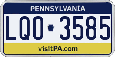 PA license plate LQO3585