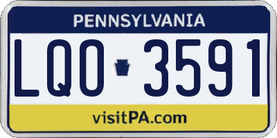 PA license plate LQO3591