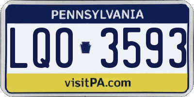 PA license plate LQO3593