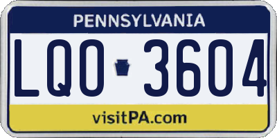 PA license plate LQO3604
