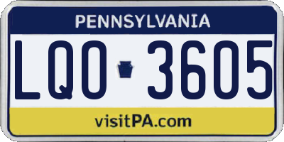 PA license plate LQO3605