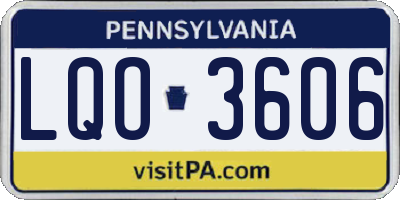 PA license plate LQO3606