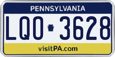 PA license plate LQO3628