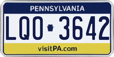 PA license plate LQO3642
