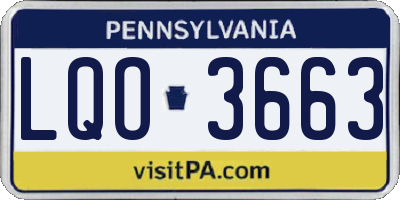 PA license plate LQO3663