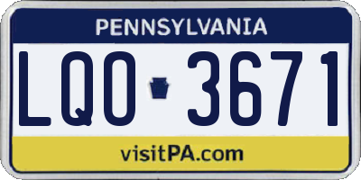 PA license plate LQO3671