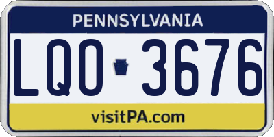 PA license plate LQO3676