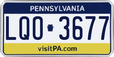 PA license plate LQO3677