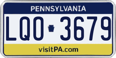 PA license plate LQO3679