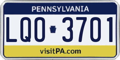 PA license plate LQO3701