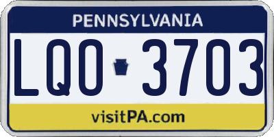 PA license plate LQO3703