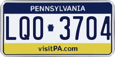 PA license plate LQO3704