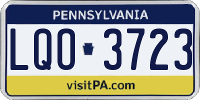 PA license plate LQO3723