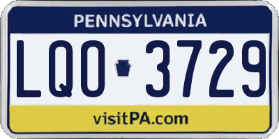 PA license plate LQO3729