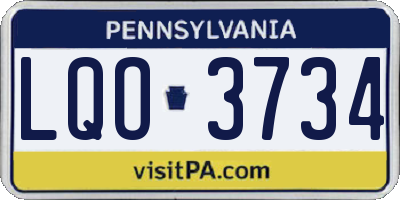 PA license plate LQO3734
