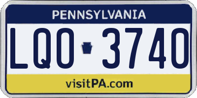 PA license plate LQO3740