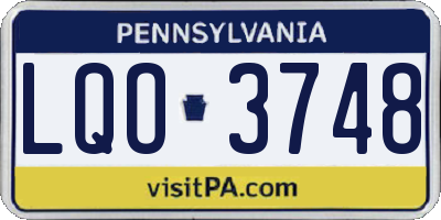 PA license plate LQO3748