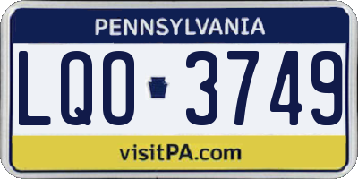 PA license plate LQO3749