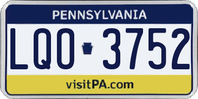 PA license plate LQO3752