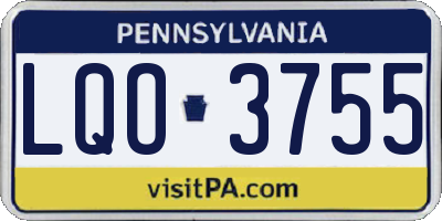 PA license plate LQO3755