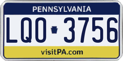 PA license plate LQO3756