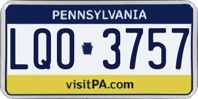 PA license plate LQO3757