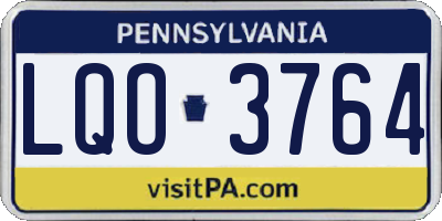 PA license plate LQO3764