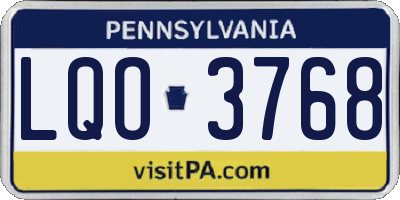 PA license plate LQO3768