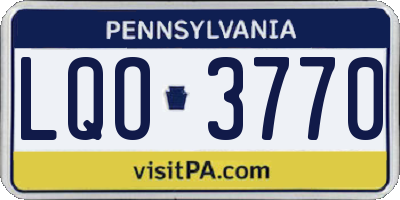 PA license plate LQO3770