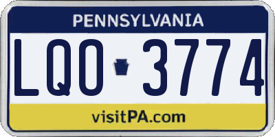 PA license plate LQO3774