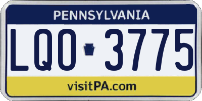 PA license plate LQO3775