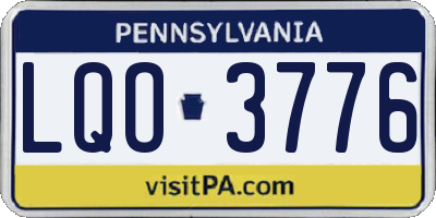 PA license plate LQO3776