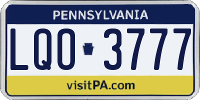 PA license plate LQO3777