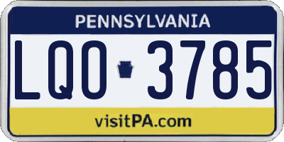 PA license plate LQO3785