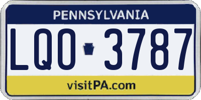 PA license plate LQO3787